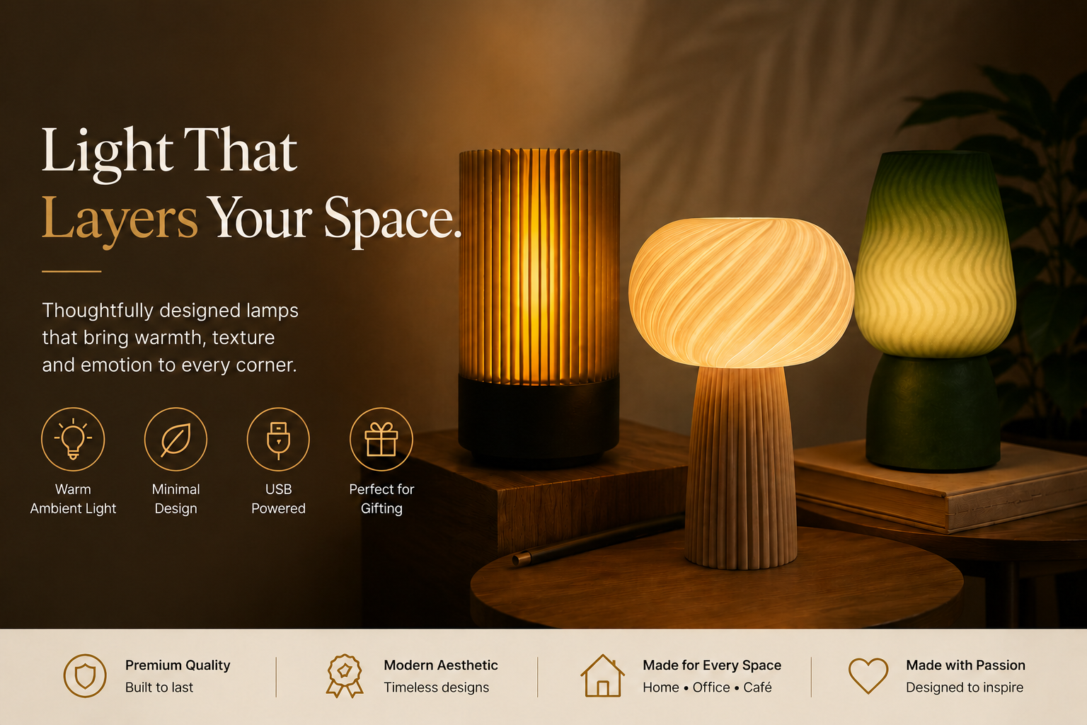 Glowing 3D printed geometric lamp